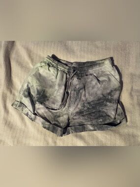 Tie-Dye Shorts - Grey, black & Light Green (handmade)